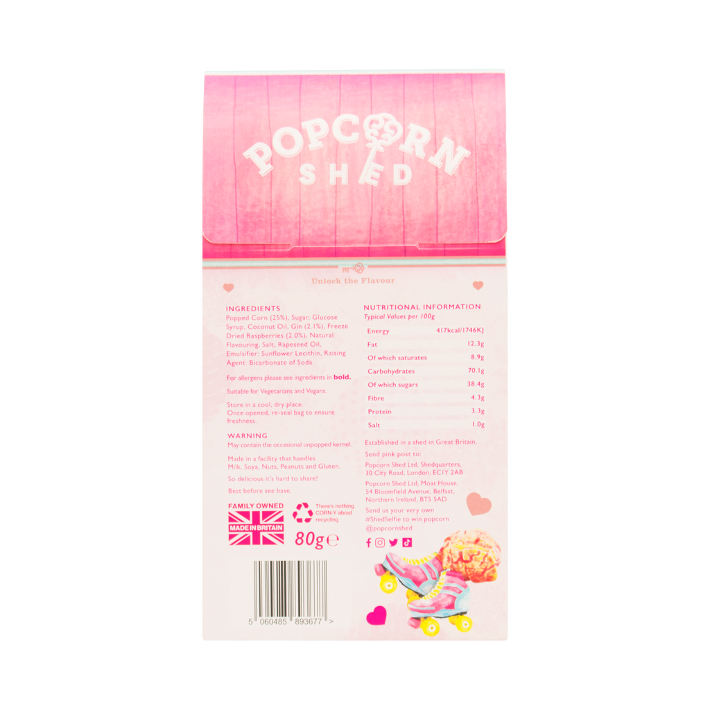Pink Gin Popcorn Shed - Treat Yo Self Vegan Sweets