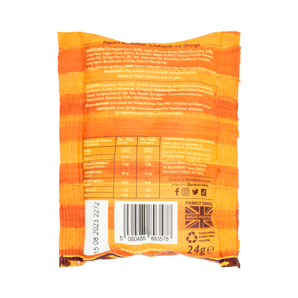 Chocolate Orange Popcorn Snack Packs - Treat Yo Self Vegan Sweets