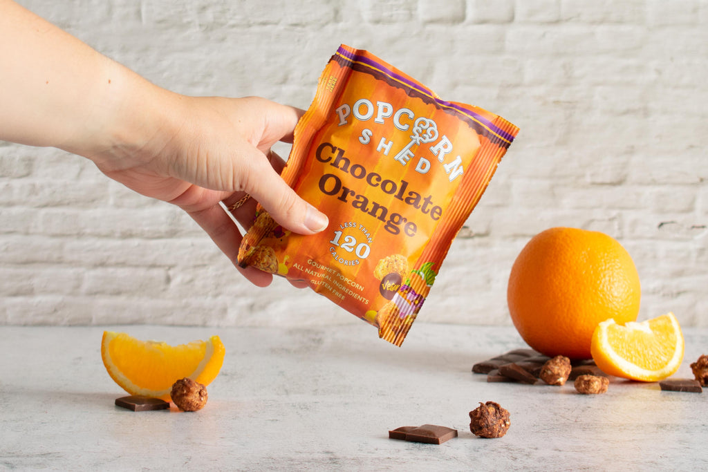 Chocolate Orange Popcorn Snack Packs - Treat Yo Self Vegan Sweets