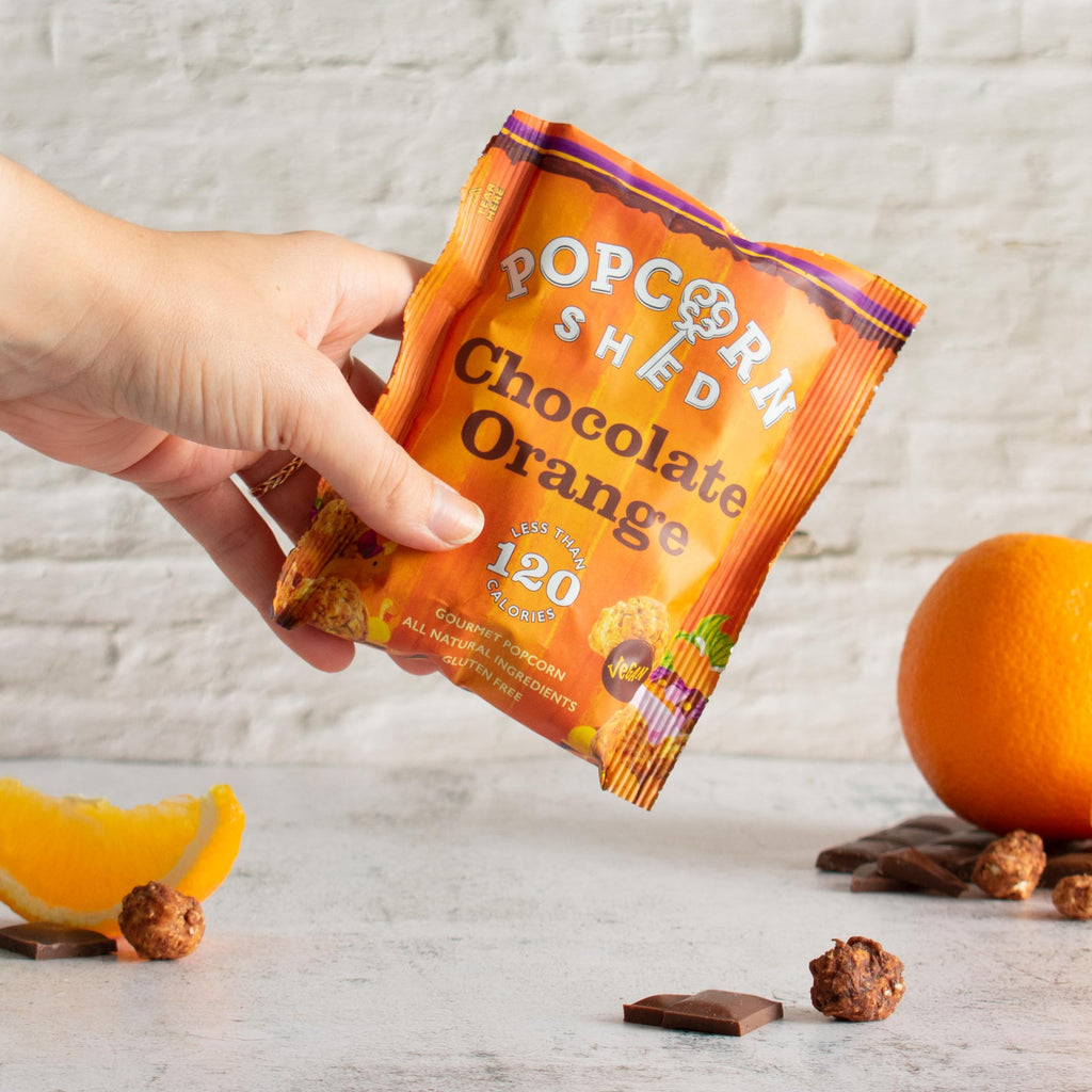 Chocolate Orange Popcorn Snack Packs - Treat Yo Self Vegan Sweets