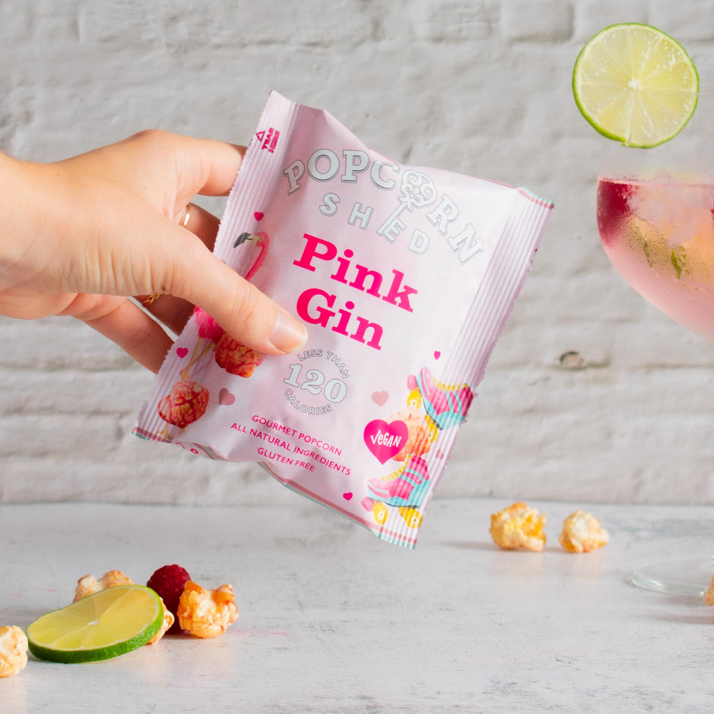 Pink Gin Popcorn Snack Packs - Treat Yo Self Vegan Sweets