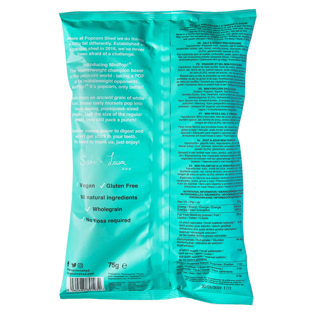 Mini Pop!® Salt & Vinegar Popcorn Sharing Bag - Treat Yo Self Vegan Sweets
