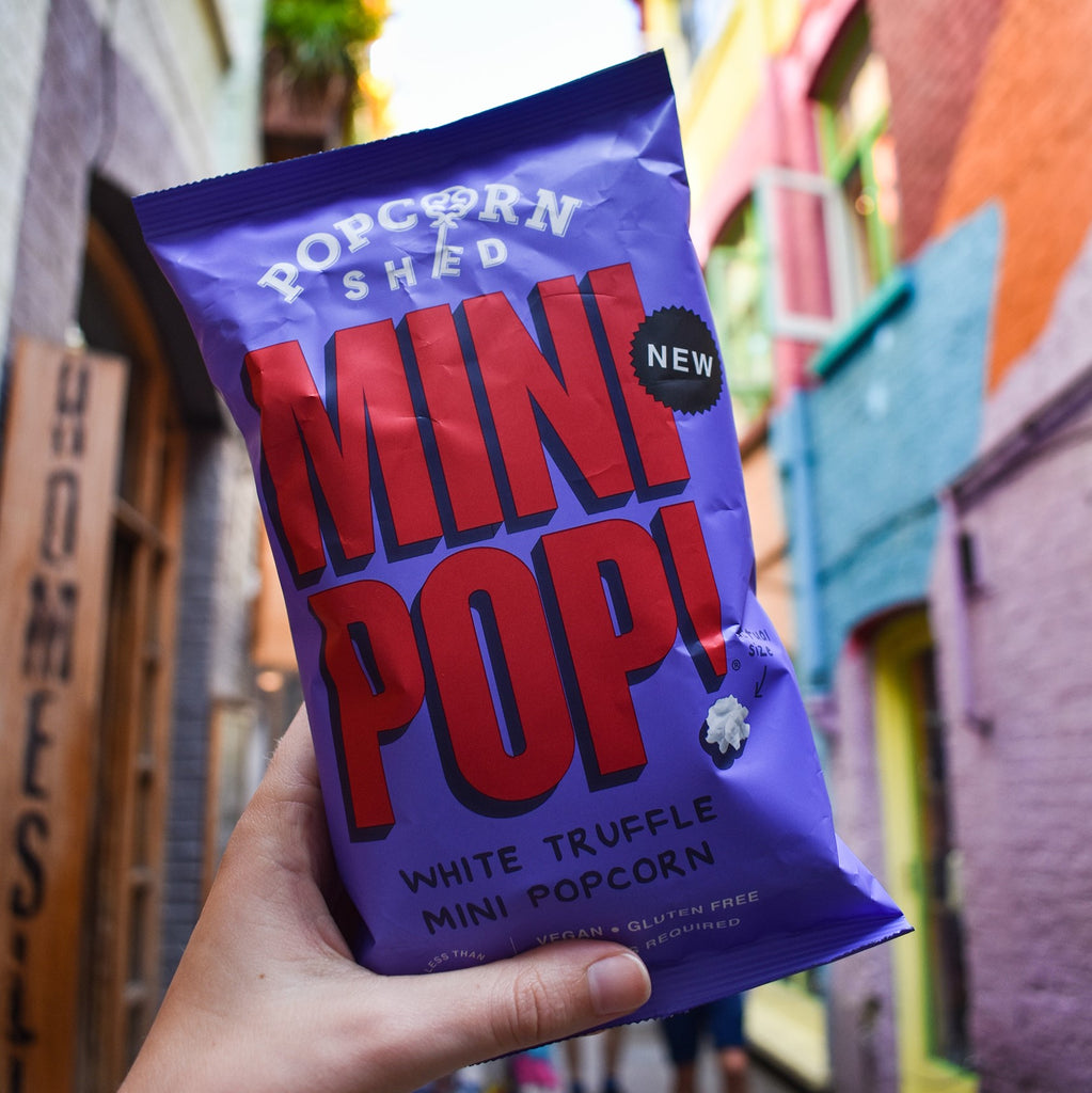 Mini Pop!® Vegan White Truffle Popcorn - Single Serve Bags - Treat Yo Self Vegan Sweets