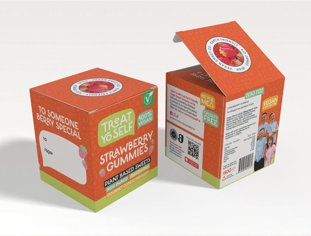 Treat Yo Self Gourmet Gifting Box – Strawberry Gummies 150g GF - Treat Yo Self Vegan Sweets