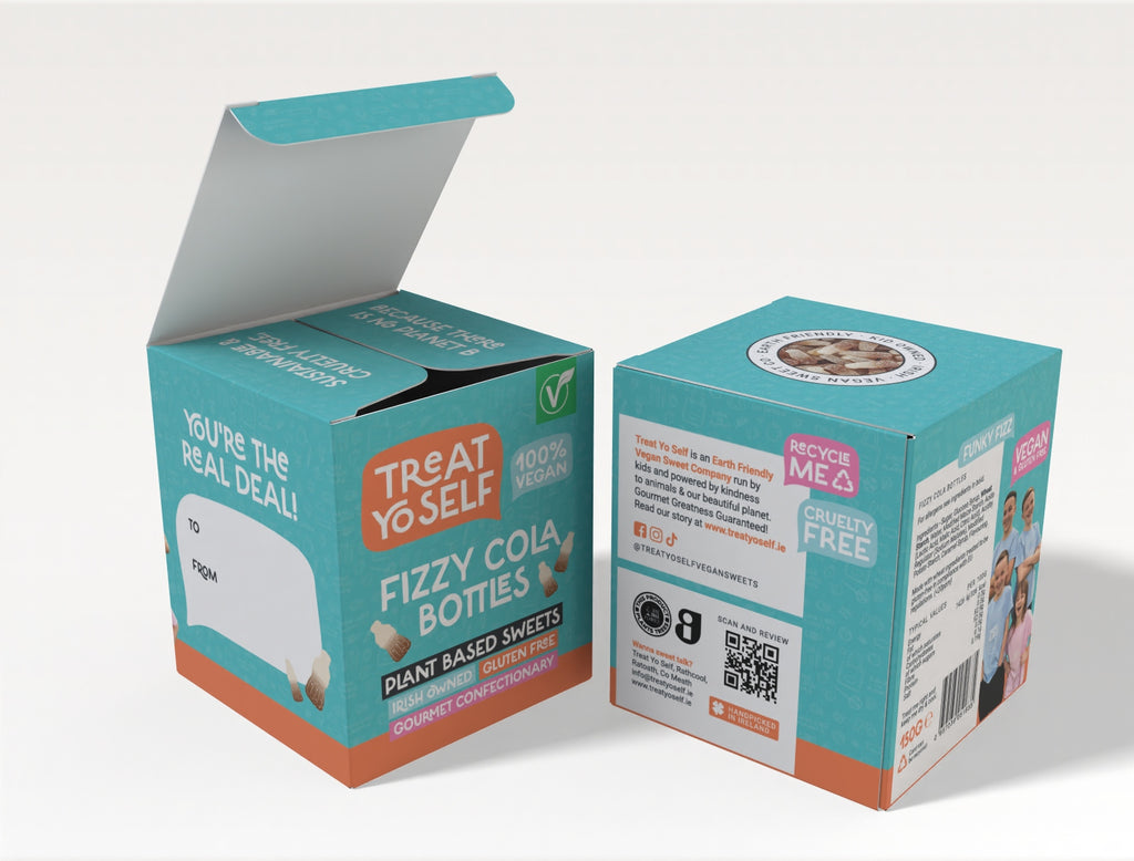 Treat Yo Self Gourmet Gifting Box – Fizzy Cola Bottles 150g GF - Treat Yo Self Vegan Sweets