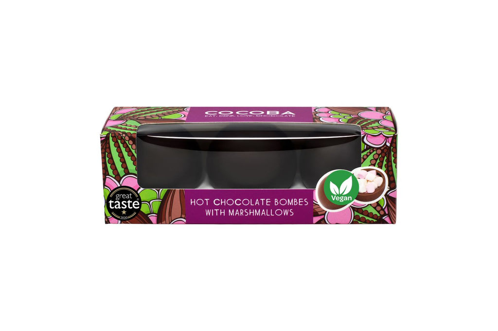VEGAN DARK CHOCOLATE HOT CHOCOLATE BOMBES WITH MINI MARSHMALLOWS (3 BOMBES) - Treat Yo Self Vegan Sweets