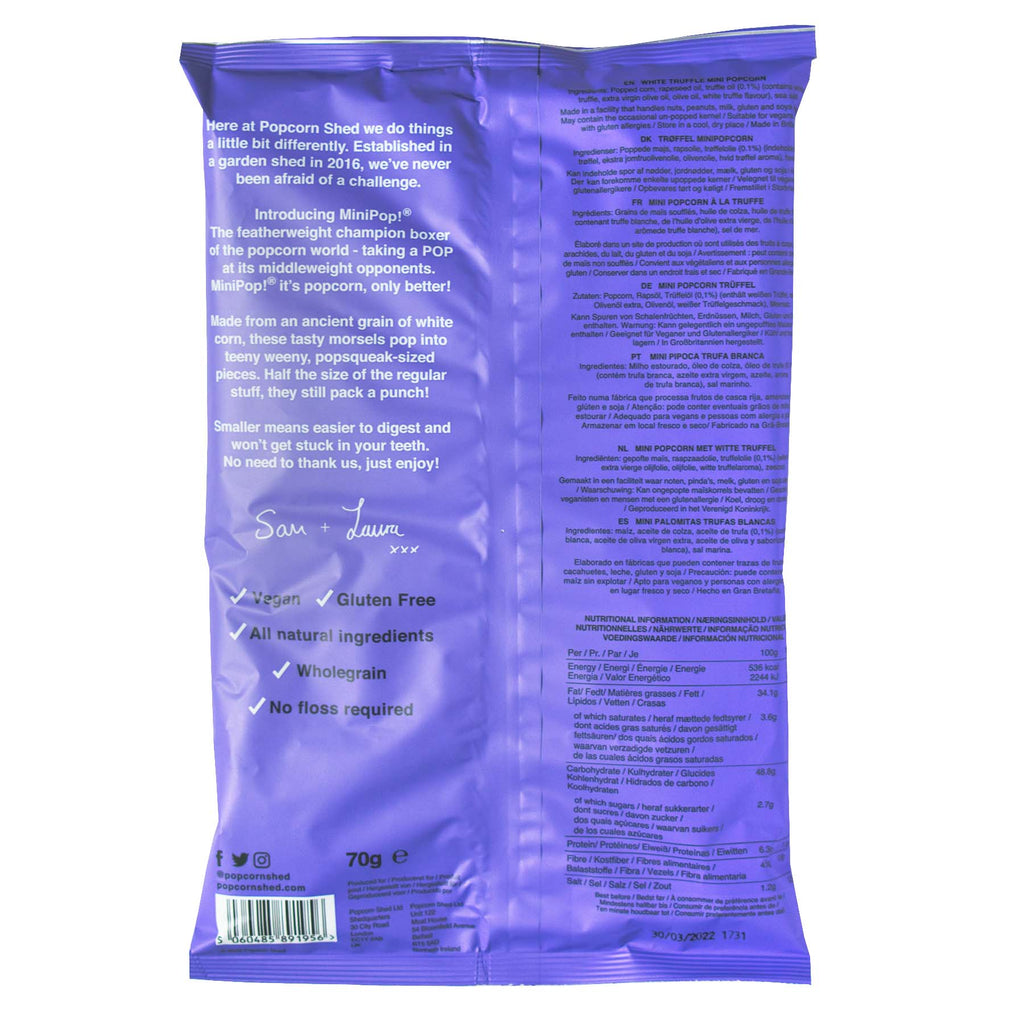 Mini Pop!® White Truffle Popcorn Sharing Bag - Treat Yo Self Vegan Sweets